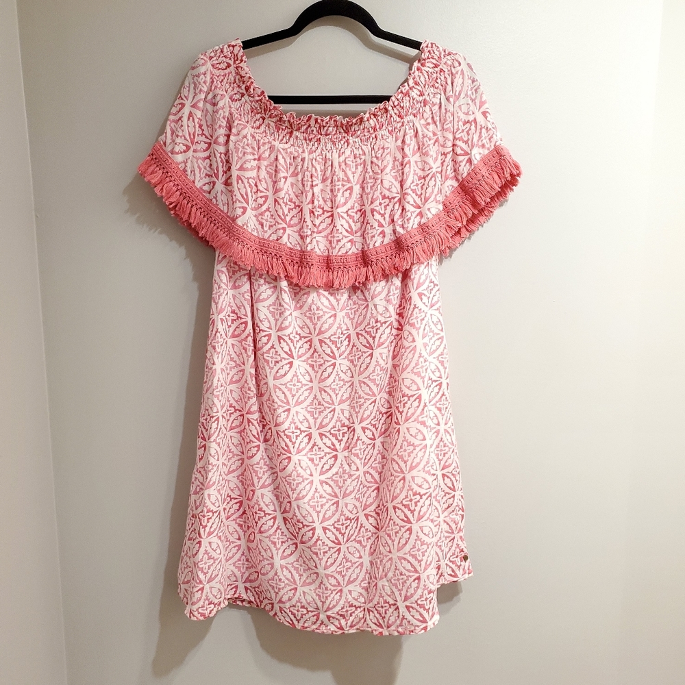 Pink Off the Shoulder Cotton Hatley Dress